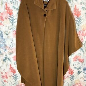 Vintage Brown Cape Coat with Leopard Collar